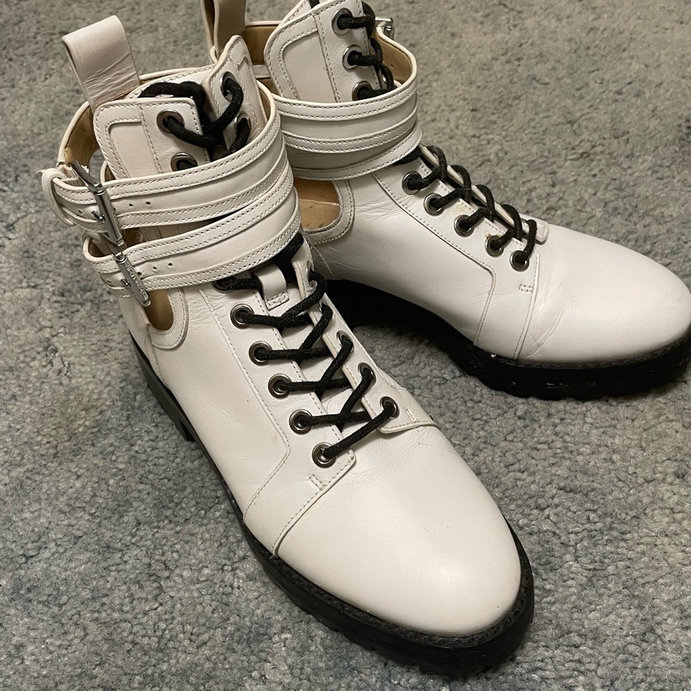 Michael Kors White Lace-Up Ankle Boots